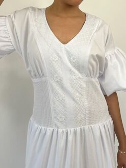 Alternative view of Maxivestido manga farol blanco
